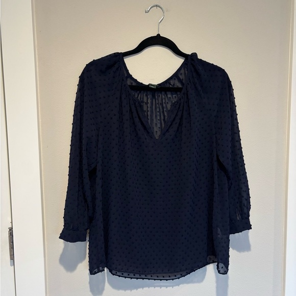 J. Crew Tops - J. Crew Blue 3/4 Sleeve Relaxed Blouse Small